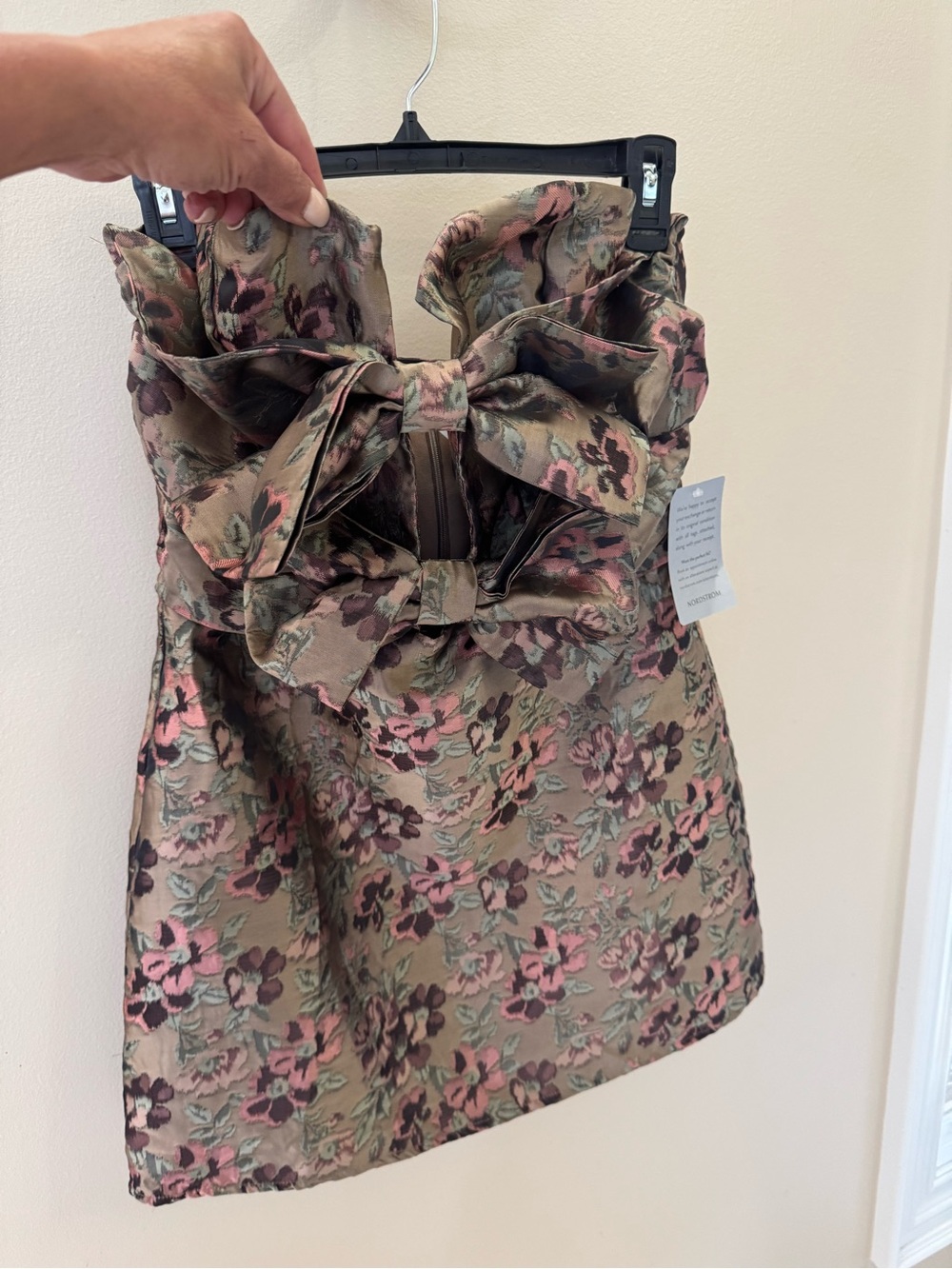 Petal & Pup Floral Jacquard Mini Dress in Taupe and Pink